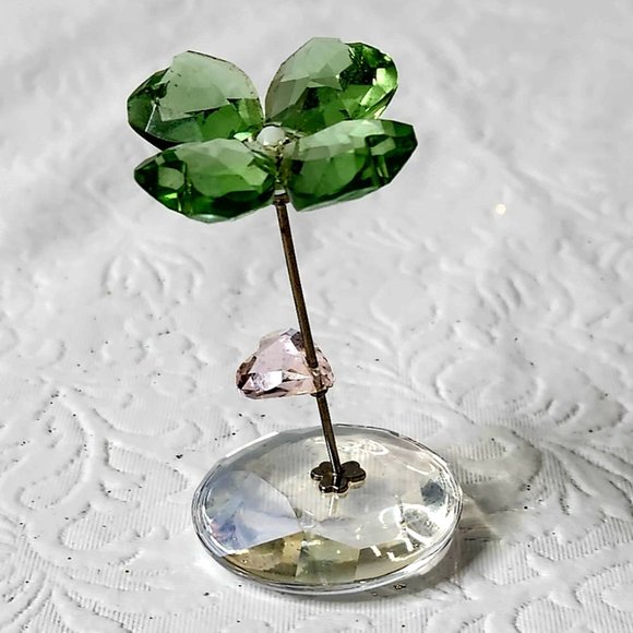 Swarovski "Liv" Crystal Rocking Four Leaf Clover with Heart Figurine